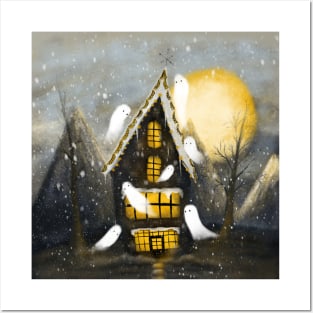 Cute Ghosts haunted house Posters and Art